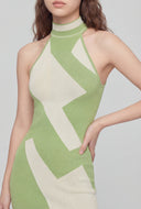 Halter Neck Patterned Sweater Dress