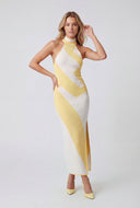 Halter Neck Patterned Sweater Dress