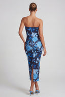 Strapless Floral Midi Tube Dress