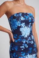 Strapless Floral Midi Tube Dress