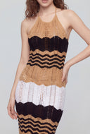 Chevron Pointelle Halter Dress