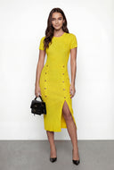 Rib Knit Button Detail Sweater Dress