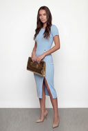 Rib Knit Button Detail Sweater Dress