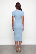Rib Knit Button Detail Sweater Dress