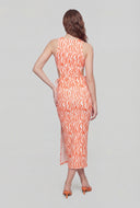 Wavy Drawstring Cutout Midi Dress