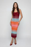Scalloped Space Dye Crochet Midi Dress
