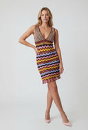 Open Loop Striped Crochet Mini Dress