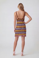 Open Loop Striped Crochet Mini Dress