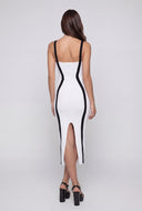 Contrast Trim Criss Cross Midi Dress