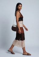 Color Block Distressed Knit Halter Dress
