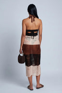 Color Block Distressed Knit Halter Dress
