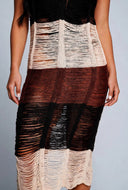 Color Block Distressed Knit Halter Dress