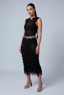 Beatrice Tiered Fringe Knit Midi Dress