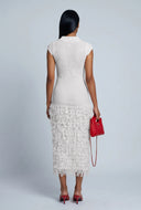 Beatrice Tiered Fringe Knit Midi Dress