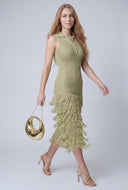 Beatrice Tiered Fringe Knit Midi Dress