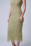 Beatrice Tiered Fringe Knit Midi Dress