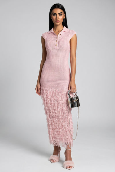 Beatrice Tiered Fringe Knit Midi Dress