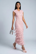 Beatrice Tiered Fringe Knit Midi Dress