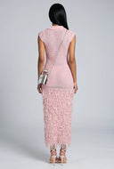 Beatrice Tiered Fringe Knit Midi Dress