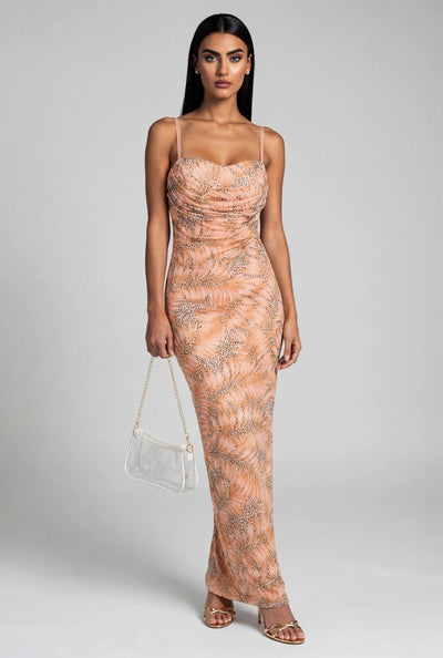 Cheetah Leaf Print Maxi Dress