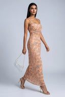 Cheetah Leaf Print Maxi Dress