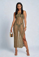 Distressed Crochet Maxi Dress