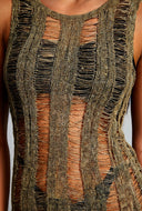 Distressed Crochet Maxi Dress