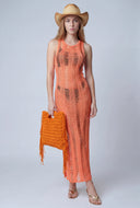 Distressed Crochet Maxi Dress