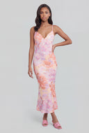 Floral Print Plunge Dress