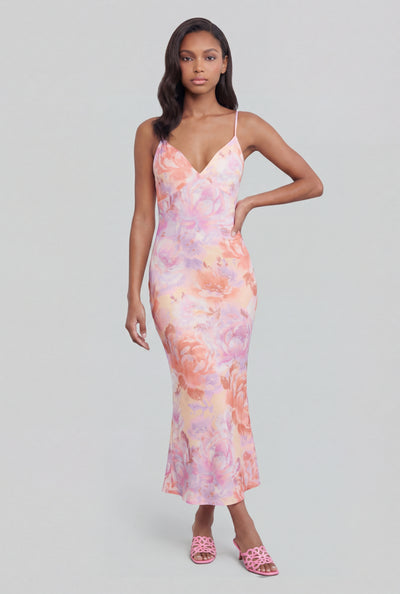 Floral Print Plunge Dress