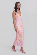 Floral Print Plunge Dress
