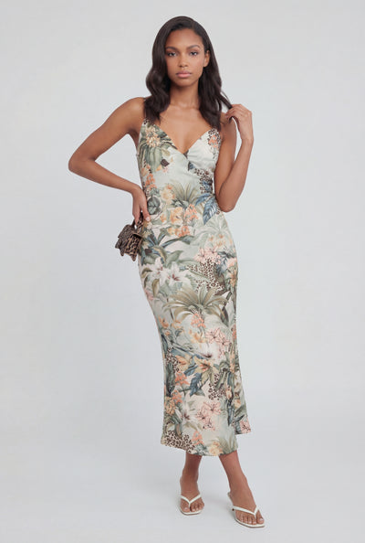Floral Leopard Maxi Slip Dress