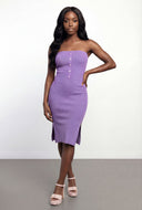 Pearl Strapless Rib Knit Bodycon Dress