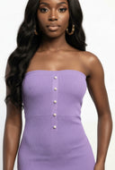 Pearl Strapless Rib Knit Bodycon Dress
