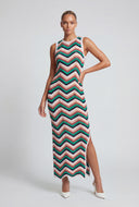 Chevron Pointelle Sleeveless Maxi Dress