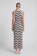 Chevron Pointelle Sleeveless Maxi Dress