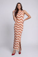 Chevron Pointelle Sleeveless Maxi Dress