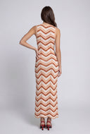 Chevron Pointelle Sleeveless Maxi Dress