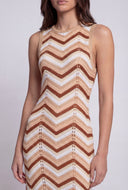 Chevron Pointelle Sleeveless Maxi Dress