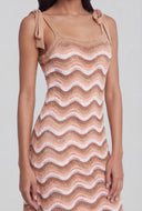 Pointelle Chevron Tie Strap Mini Dress