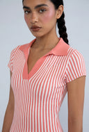 Azariah Striped Polo Skater Dress
