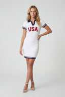 Contrast USA Ribbed Polo Dress
