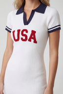 Contrast USA Ribbed Polo Dress