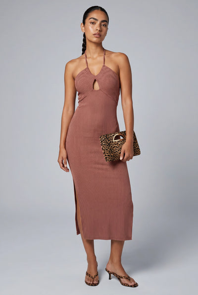 Amaia Rib Knit Halter Maxi Dress