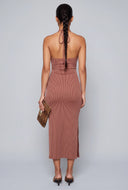 Amaia Rib Knit Halter Maxi Dress