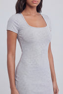 Marisol Ribbed Square Neck Midi Dress