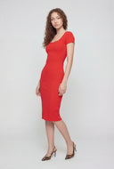 Marisol Ribbed Square Neck Midi Dress