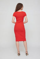 Marisol Ribbed Square Neck Midi Dress