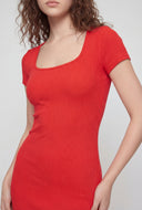 Marisol Ribbed Square Neck Midi Dress