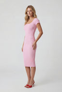Marisol Ribbed Square Neck Midi Dress